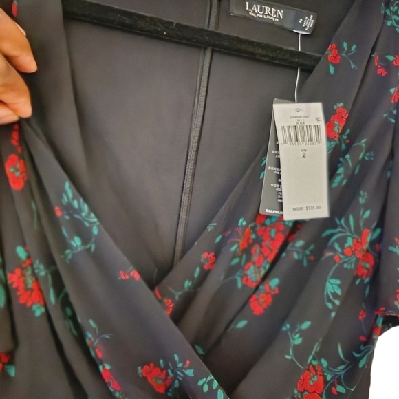 Nwt Lauren Ralph Lauren Floral Flutter-Sleeves Dress Size 2 - Picture 16 of 16